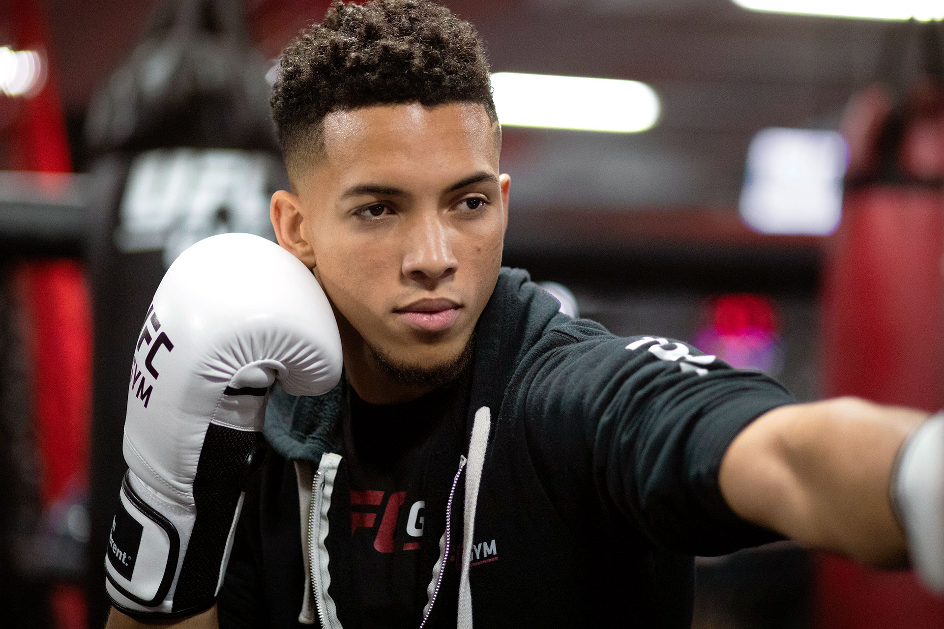 A member practices MMA