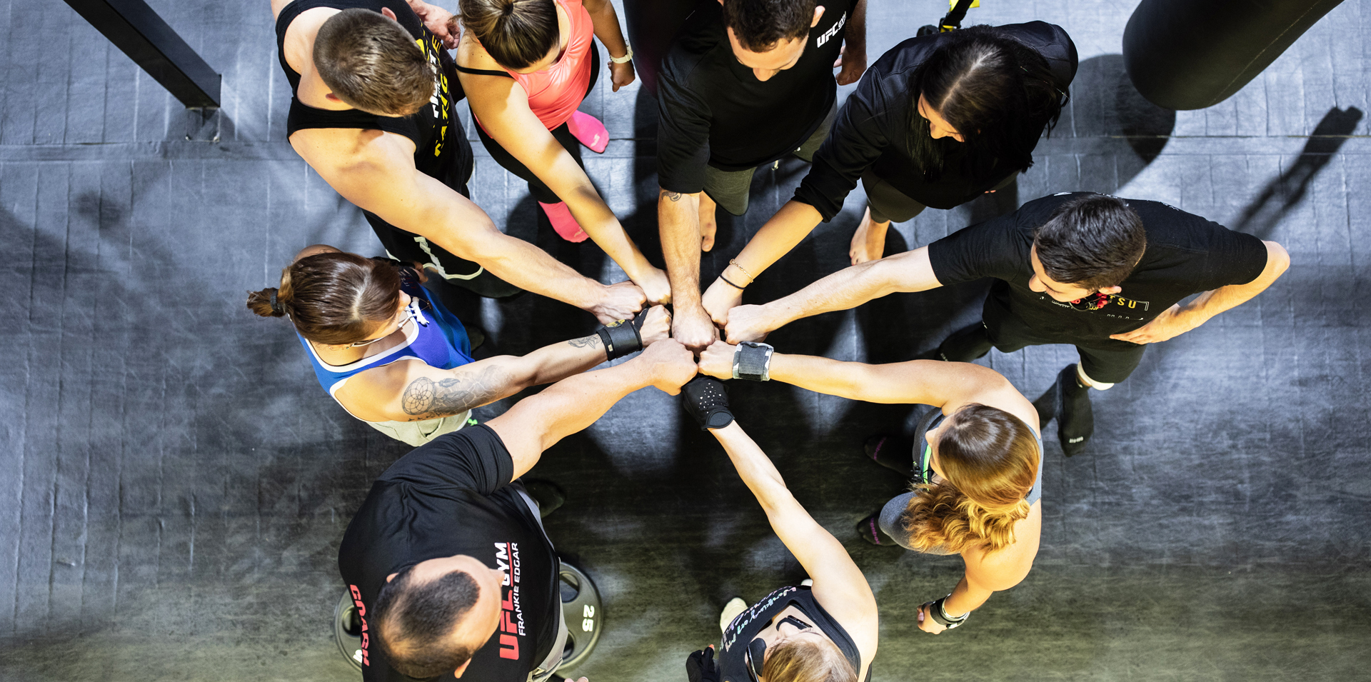 Group of members hand huddle